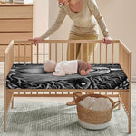 Black And White Odin With Crows Print Baby Crib Sheet