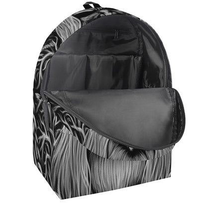 Black And White Odin With Crows Print Backpack