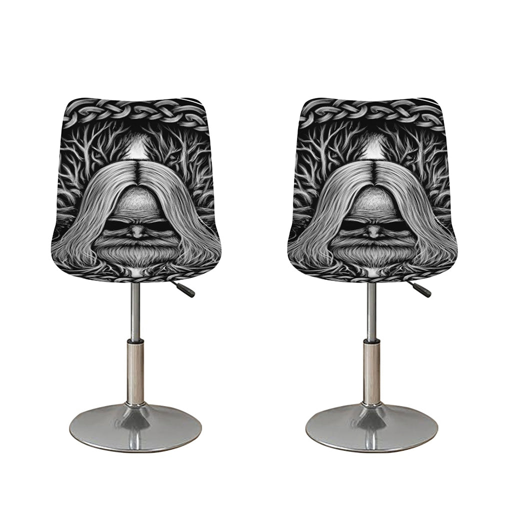 Black And White Odin With Crows Print Bar Stool Covers
