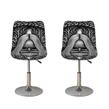 Black And White Odin With Crows Print Bar Stool Covers