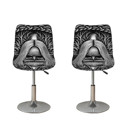Black And White Odin With Crows Print Bar Stool Covers