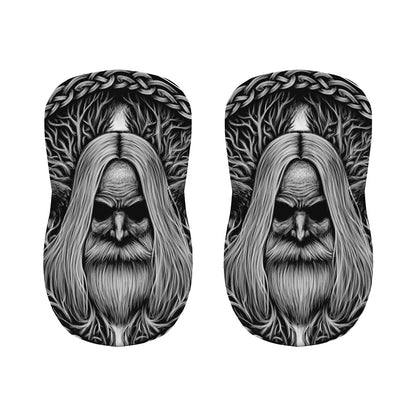 Black And White Odin With Crows Print Bar Stool Covers