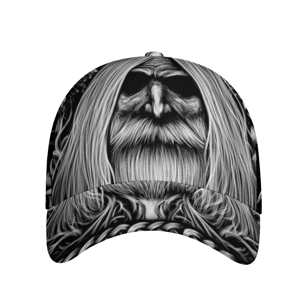 Black And White Odin With Crows Print Baseball Cap