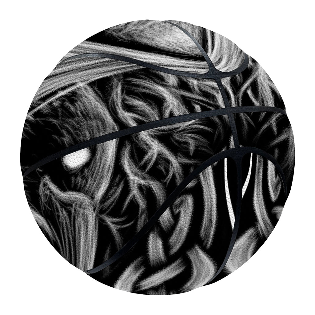 Black And White Odin With Crows Print Basketball