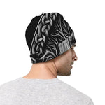 Black And White Odin With Crows Print Beanie