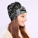 Black And White Odin With Crows Print Beanie