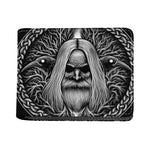 Black And White Odin With Crows Print Bifold Wallet