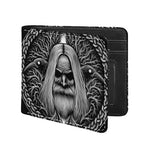 Black And White Odin With Crows Print Bifold Wallet
