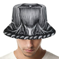 Black And White Odin With Crows Print Bucket Hat