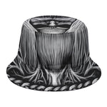 Black And White Odin With Crows Print Bucket Hat