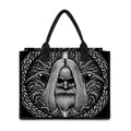 Black And White Odin With Crows Print Canvas Tote Bag