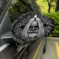 Black And White Odin With Crows Print Car Side Mirror Covers