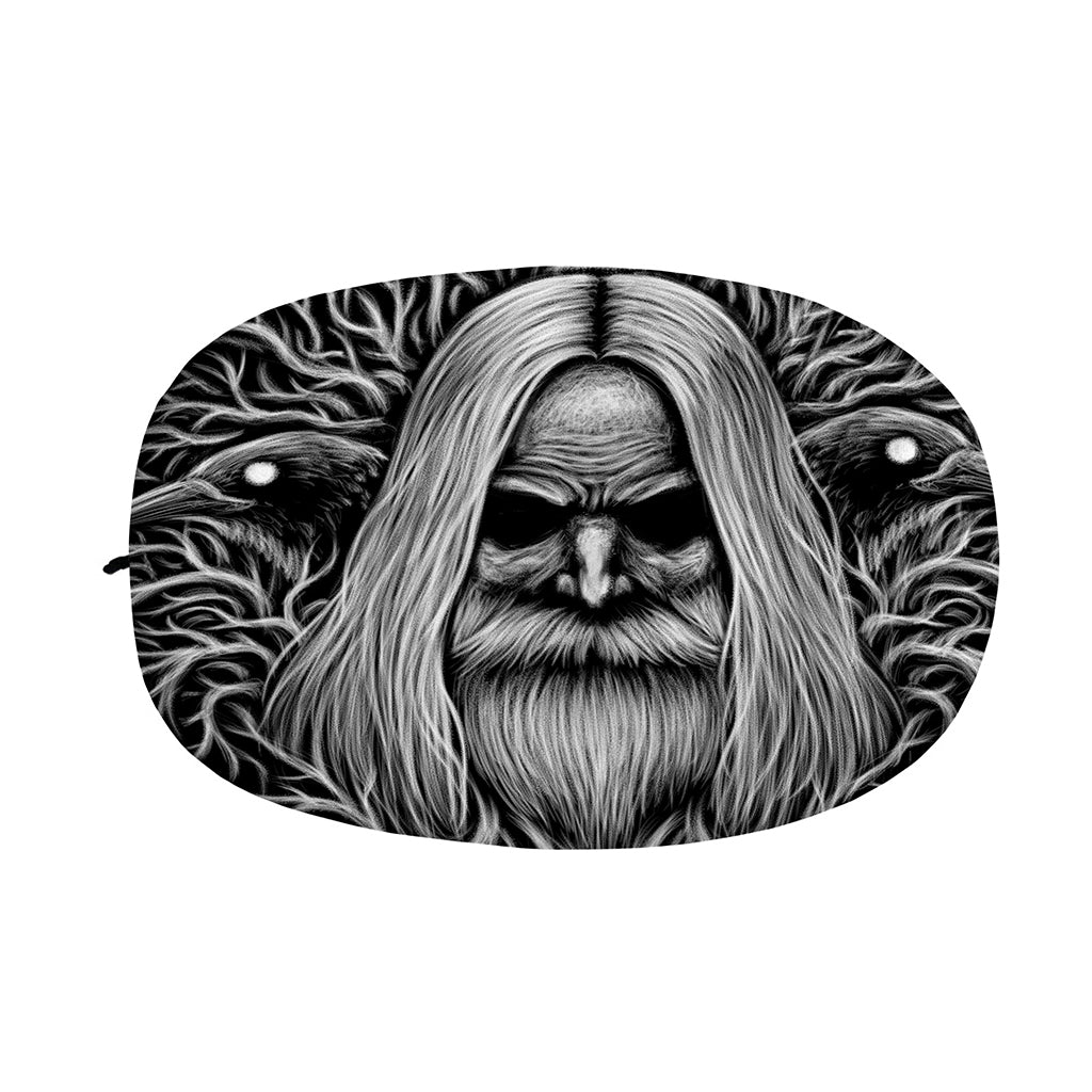 Black And White Odin With Crows Print Car Side Mirror Covers
