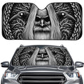 Black And White Odin With Crows Print Car Windshield Sun Shade