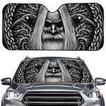 Black And White Odin With Crows Print Car Windshield Sun Shade
