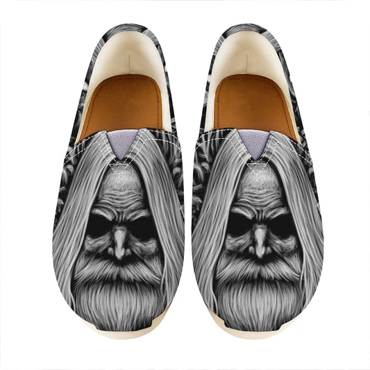 Black And White Odin With Crows Print Casual Shoes