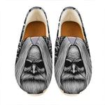 Black And White Odin With Crows Print Casual Shoes