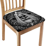 Black And White Odin With Crows Print Chair Cushion Cover