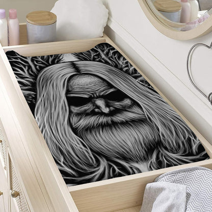 Black And White Odin With Crows Print Changing Pad Cover