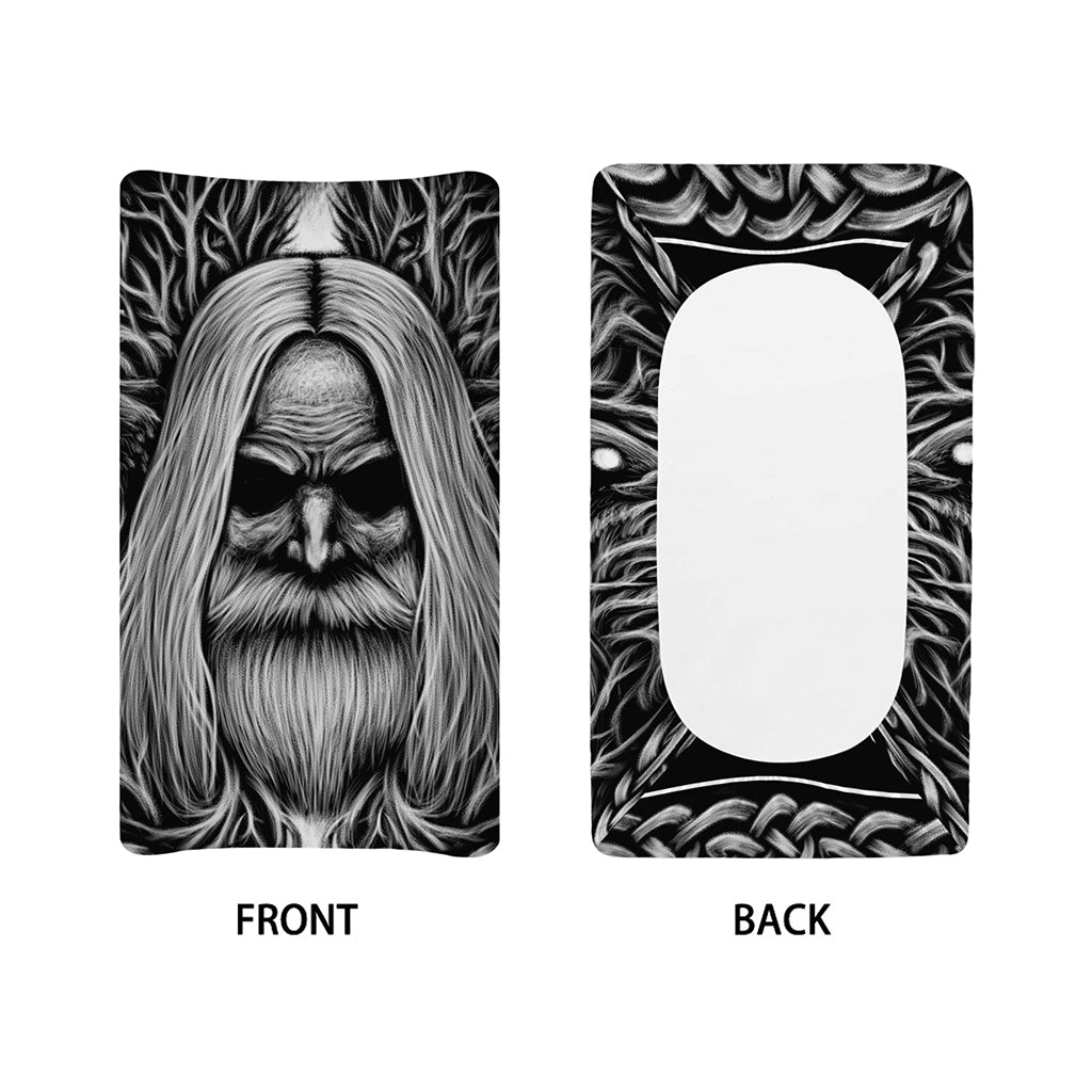 Black And White Odin With Crows Print Changing Pad Cover