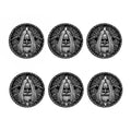 Black And White Odin With Crows Print Coaster Set