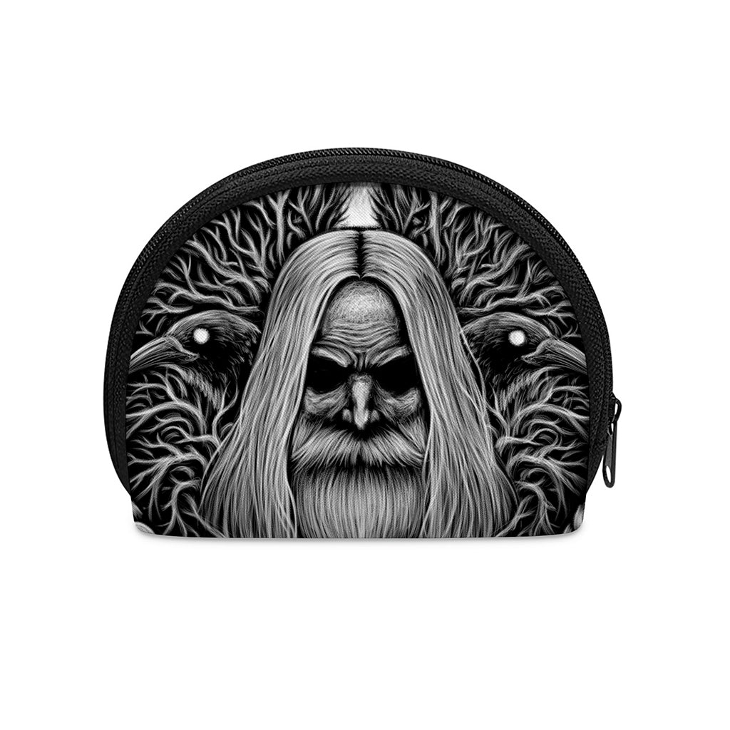 Black And White Odin With Crows Print Coin Purse