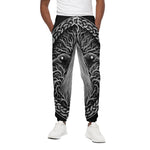 Black And White Odin With Crows Print Cotton Pants