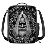 Black And White Odin With Crows Print Crossbody Lunch Bag