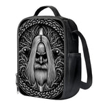Black And White Odin With Crows Print Crossbody Lunch Bag