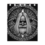 Black And White Odin With Crows Print Curtain