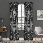 Black And White Odin With Crows Print Curtain