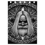Black And White Odin With Crows Print Curtain