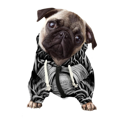 Black And White Odin With Crows Print Dog Zip Up Hoodie