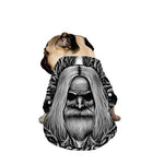 Black And White Odin With Crows Print Dog Zip Up Jacket