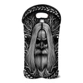 Black And White Odin With Crows Print Double Neoprene Wine Tote