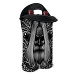 Black And White Odin With Crows Print Double Neoprene Wine Tote