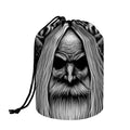 Black And White Odin With Crows Print Drawstring Makeup Bag