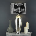 Black And White Odin With Crows Print Drum Lamp Shade