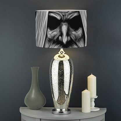 Black And White Odin With Crows Print Drum Lamp Shade