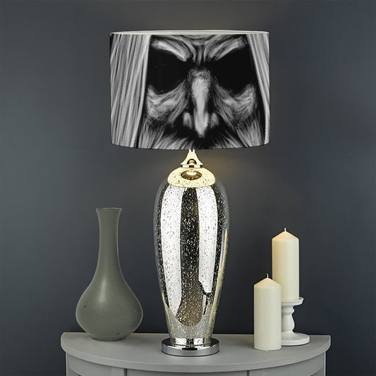 Black And White Odin With Crows Print Drum Lamp Shade