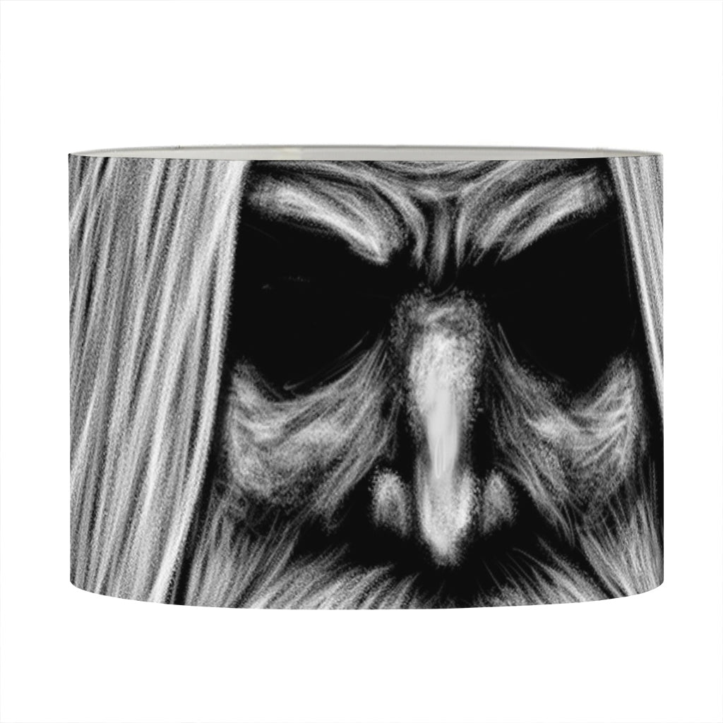 Black And White Odin With Crows Print Drum Lamp Shade