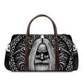 Black And White Odin With Crows Print Duffel Bag