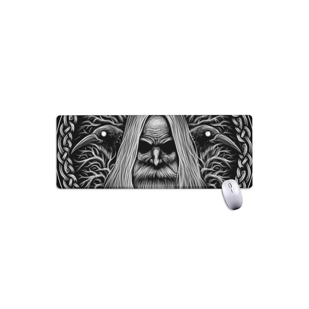 Black And White Odin With Crows Print Extended Mouse Pad