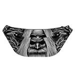 Black And White Odin With Crows Print Fanny Pack