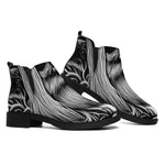 Black And White Odin With Crows Print Flat Ankle Boots