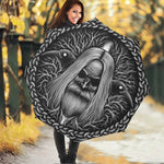 Black And White Odin With Crows Print Foldable Umbrella