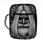 Black And White Odin With Crows Print Front Pocket Bible Bag