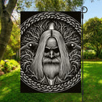 Black And White Odin With Crows Print Garden Flag