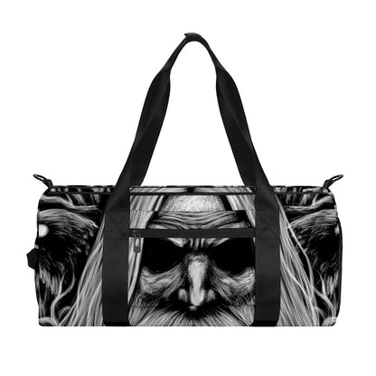 Black And White Odin With Crows Print Gym Bag