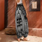 Black And White Odin With Crows Print Harem Pants